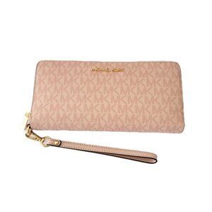 Michael Kors Jet Set Travel Large Travel Continental Wallet MK Logo Powder Blush